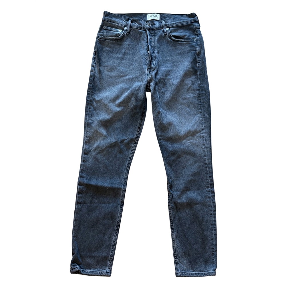 Agolde Jeans Womens 27 Black Gray Nico High‎ Rise Slim Straight Button Fly Denim